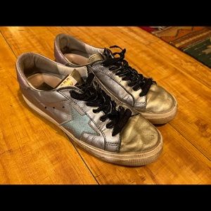 Golden Goose Metallic Silver Colorblock May Sneakers Size 38 US Women's 7-7.5